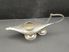 Лампа винтажная "Лампа Алладина" с фитилем, олово, 21.5 х 11.5 см, Германия, 1970-80гг.