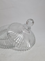 Емкость для хранения винтажная Mikasa Diamond Fire с крышкой, хрусталь, 16 см, Германия, 1970-80гг.