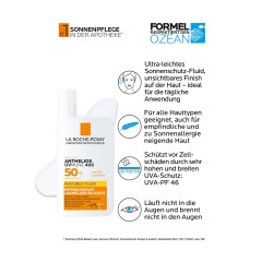 La Roche-Posay ROCHE-POSAY Anthelios Sonnenschutz Invisible Fluid UVMune400 LSF 50+ fur alle Hauttypen geeignet Солнцезащитный флюид ROCHE-POSAY Anthelios Invisible Fluid UVMune400 SPF 50+ подходит для всех типов кожи