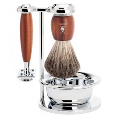 Muhle VIVO 4-tlg. Rasierset Pflaumenholz Pinselkopf reines Dachshaar ВИВО 4 шт. Набор для бритья, насадка из сливового дерева, чистая шерсть барсука