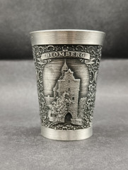 Набор бокал и рюмки винтажные Staufen Zinn, Essingen "Бломберг", ручная работа, олово, 8.5 и 6.5 см, Германия, 1970-80гг.