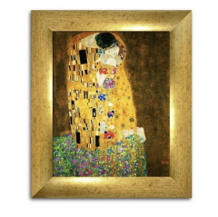 Картина винтажная "Поцелуй" Густав Климт, позолоченная рама, 26 x 31 см, Германия, 1960-70гг.