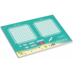 nikima Papeterie 2er Set A6 Spielblock Schiffe versenken Reisespiel Flottenmanover Reisespiele Набор канцелярских принадлежностей: 2 планшета формата А6. Морские корабли. Путешествие. Путешествия. Маневры флота.