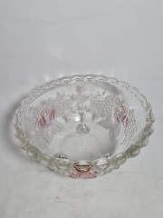 Фруктовница винтажная большая Walther Glas "Роза" на ножках, стекло, 21 см, Германия, 1970-80гг.