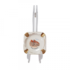 Elisenfels Arzberg Bavaria Винтажная квадратная пепельница с обильной позолотой "Мюнхен", 8см, Германия,1960-70гг.