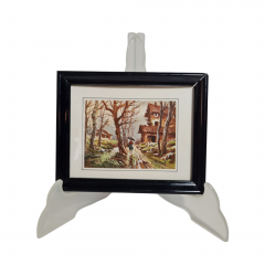 Картина винтажная Martocell "Осенняя прогулка в лесу", в раме, 15 х 12 см, Германия, 1980-90гг.