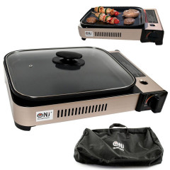 NJ The right choice NJ The right choice Gaskocher Camping Gas BBQ, (1-St., Gasgrill mit Grillpfanne), Camping Gas BBQ Gasgrill Gasbrater Tischgrill Grillpfanne, Glasdeckel Нью-Джерси Правильный выбор газовая плита походный газовый барбекю, (1 шт., газовы