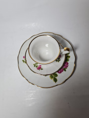 Winterling Schwarzenbach Bavaria Винтажное чайное трио "Яркие цветы" с позолоченным ободком, Германия, 1960-70гг.