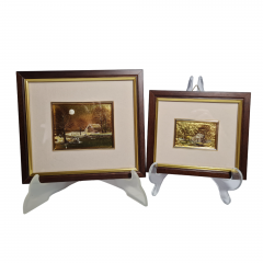 Набор винтажный из двух картин TOPSHOP "Осенний пейзаж", завод.упаковка, чеканка, паспарту, в раме, 18.5 х 16.5 см, 14.5 х 12.5 см, Германия, 1980-90гг.