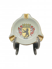 Пепельница винтажная KHM Bavaria "Герб Берлина", фарфор, с позолотой, 8 см, Германия, 1960-70гг.