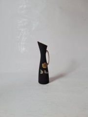 Royal Porzellan Bavaria KPM Винтажная Ваза черная с ручкой "Желтая роза", 13,5см x 4см, Германия, 1960-70гг.