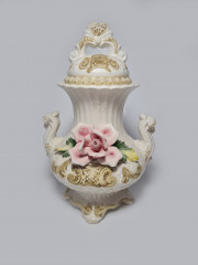 Capodimonte Italy Ваза "Розовая роза", 23см x 14см, Италия, 1960-70гг.
