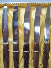 Rostfrei Solingen Набор ножей с деревянной ручкой в оригинальном коробке, 6 шт х 18,5 см, Германия, 1960-70гг.