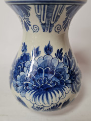 Delft Blue Holland Ваза с цветочным рисунком в синих тонах, дельфтский фарфор, 13,5см x 10см, Голландия, 1960-70гг.