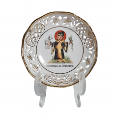 Тарелка декоративная винтажная Schumann Bavaria, вырубной фарфор, 10 см, Германия, 1960-70гг.