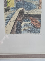 Картина винтажная "Озеро Маджоре", в дерев. раме под стеклом, 24 х 46 см, Германия, 1970-80гг.