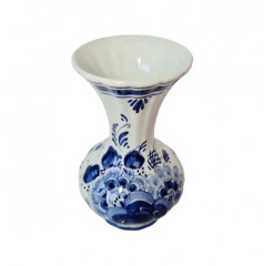 Delft Blau Винтажная ваза ручной росписи "Голубые цветы на белом", делфтский фарфор, Голландия, 8,5см х 13,5см, Голландия, 1960-70гг.