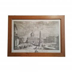 Картина винтажная "Вид на Отель де Виль", в раме, графика, 90,5 x 66 см, Германия, 1960-70гг.