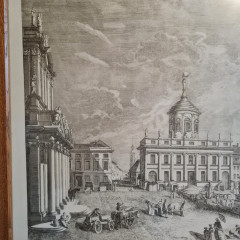 Картина винтажная "Вид на Отель де Виль", в раме, графика, 90,5 x 66 см, Германия, 1960-70гг.