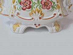 Сухарница винтажная большая Bassano с цветочным рисунком, ручная роспись, фарфор, 25 x 21 см, Италия, 1960-70гг.