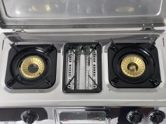 NJ The right choice NJ The right choice Gaskocher GC-87C, (Gasgrill Campingkocher, Edelstahl Gaskocher mit Deckel), LPG Gaskocher 3 flammig / Kochfelder mit Grill mit Deckel Газовая плита NJ Правильный выбор GC-87C, (походная газовая плита-гриль, газовая