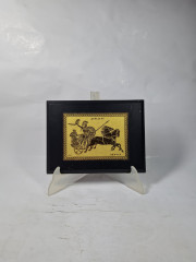 Панно винтажное M.L.S "Ахиллес" в деревянной раме, гравировка на бронзе, ручная работа, 20 х 15 см, Греция, 1960-70гг.