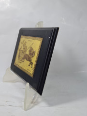 Панно винтажное M.L.S "Ахиллес" в деревянной раме, гравировка на бронзе, ручная работа, 20 х 15 см, Греция, 1960-70гг.