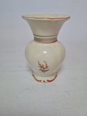 Ваза винтажная Thuringen, светло-желтый фарфор с цветочным декором и желтым ободком, 11 x 7 см/4 см, Германия, 1960-70гг.