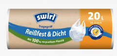 Swirl Mullbeutel 20 l mit Tragegriff mit 100 % recyceltem Plastik, 20 St Мешки для мусора 20 л с ручкой из 100% переработанного пластика, 20 штук