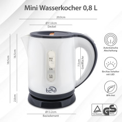 T24 T24 Reise-Wasserkocher Wasserkocher klein 0,8L, 1100W, TUV/GS, Grau, 1100 W Дорожный чайник T24 маленький 0,8л, 1100Вт, TUV/GS, серый, 1100Вт