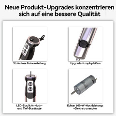 Hikeren Hikeren Stabmixer 600W 5 in 1 Purierstab mit 12 Geschwindigkeiten und Turbomodus Ручной блендер Hikeren 600 Вт Ручной блендер 5 в 1 с 12 скоростями и турборежимом