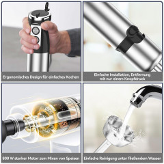 Hikeren Hikeren Stabmixer 600W 5 in 1 Purierstab mit 12 Geschwindigkeiten und Turbomodus Ручной блендер Hikeren 600 Вт Ручной блендер 5 в 1 с 12 скоростями и турборежимом