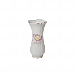 Regent Crown Romania Белая фарфоровая ваза с цветочным рисунком и позолоченным ободком, 16,5 x 8 см, Румыния, 1960-70гг.