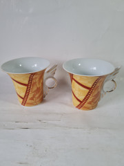 Чашки винтажные Cinar, оранжево-красный фарфор "Осенние листья", 2 шт х 11 x 8,5 см, Германия, 1960-70гг.