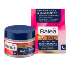 Balea  Vital Anti-Falten Nachtcreme, Крем ночной для лица восстанавливающий с гиалуроновой кислотой и аргановым маслом, 50 мл