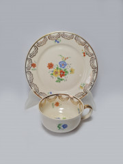 Bavaria Винтажная чайная пара "Букет полевых цветов" с позолоченным узором, Германия, 1960-70гг.