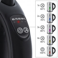 T24 T24 Wasserkocher T24 Wasserkocher 2200W Teekocher Edelstahl 1,7L Kabellos LED, 1,7 l, 2200 W, 360° Schwenksocke Ergonomischer Griff LED-Beleuchtung Temperaturauswahl Uberhitzungsschutz Warmhaltefunktion Чайник T24 Чайник T24 Чайник 2200 Вт, нерж