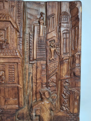 Панно винтажное "Почтальон в переулке", объемное декорирование, 31 х 26 см, Германия, 1960-70гг.