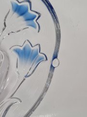 Тарелка сервировочная винтажная Walther Glas в форме сердца и декором из колокольчиков, хрусталь, 24 х 23 см, Германия, 1970-80гг.