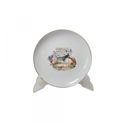 Hollohaza Hungary Детская фарфоровая тарелка "Кормление ослика", 19 x 2,5 см, Венгрия, 1960-70гг.