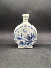 Фляга винтажная с пробкой Ulmer Keramik с изображением парусников, фарфор, 17.5 х 12 см, Германия, 1960-70гг.