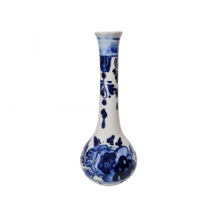 Ваза винтажная Delft Blue, синий цветочный декор, фарфор, 15.5 см, Нидерланды, 1960-70гг.