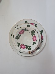 Чайное трио винтажное Winterling "Розовые розы", с позолотой, фарфор, Германия, 1960-70гг.