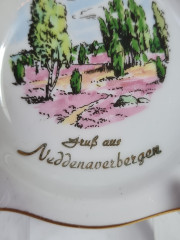 Пепельница винтажная Plankenhammer Floss Bavaria "Пейзаж в Нуддернбергене", фарфор, 8,5 x 1,5 см, Германия, 1960-70гг.