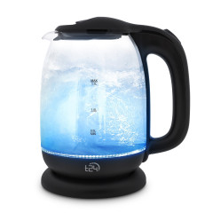 T24 T24 Wasserkocher Borosilikatglas Wasserkocher mit LED 2200 Watt 1,7 Liter THV schwarz, 1.7 l, 2200 W Чайник T24 Чайник из боросиликатного стекла со светодиодной подсветкой 2200 Вт 1,7 л THV черный, 1,7 л, 2200 Вт