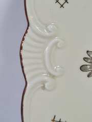 Тарелка винтажная сервировочная Johann Seltmann Vohenstrauß Bavaria, золотые подсолнухи, фарфор, 31 x 3,5 см, Германия, 1960-70гг.