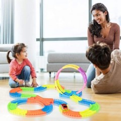 COSTWAY Autorennbahn Leuchtendes Rennbahn Set Автомобильная гоночная трасса Светящаяся гоночная трасса