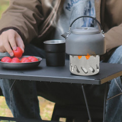 Rutaqian Rutaqian Gaskocher Alkoholkocher Ultraleichter tragbarer Mini-Gaskocher aus Aluminium, (Verdampferofen Fest-Flussigkeit Dual-Use-Camping-Teekocher Haushalts-Trockentopf, Zusammenklappbarer Hitzebestandiger Winddichter Alkoholbrenner), Titan 2-tei