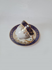 Istanbul Samavit Poreselen Кофейная пара с позолоченным узором по синему ободку, Турция, 1960-70гг.