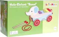SpielMaus Holz Nachziehelefant mit Xylophon Деревянный слон SpielMaus с ксилофоном